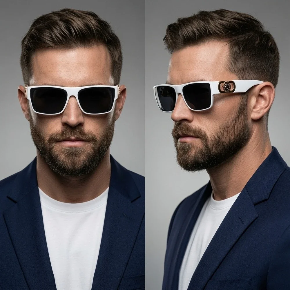 Sunglasses Men Summer Festival Rap Fashion Modern Greek Key Lion Medallion 2026